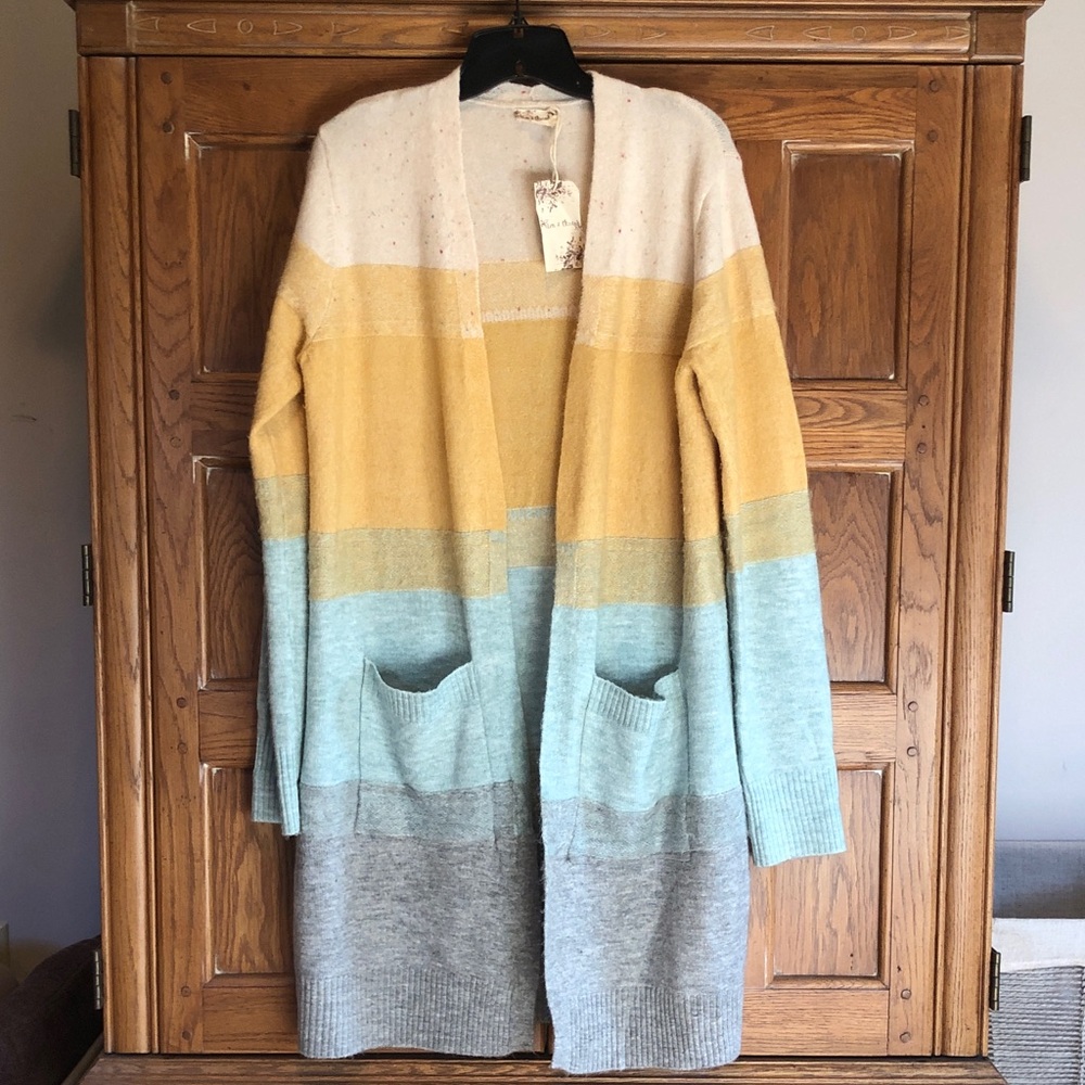 NEW Hem & Thread Color Blocked Cardigan Size L